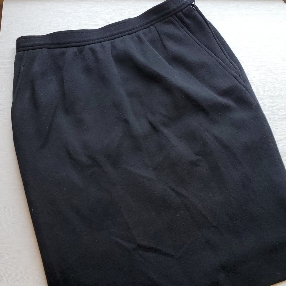Yves Saint Laurent Vintage YSL Black Wool Pencil Skirt 44 /10-12